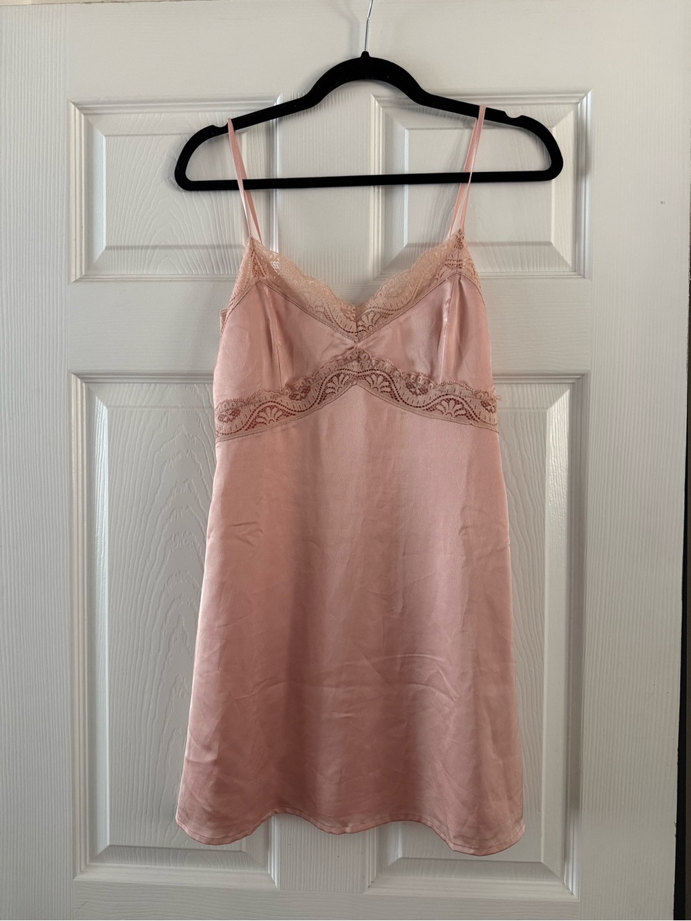 superdown Dusty Pink Lace-Trim Slip Mini Dress